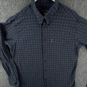 Armani Jeans Flannel Blue Check Button Up Shirt Long Sleeve Soft XL Misura M2M